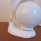 Lampe " palmier " en céramique blanche et boule opaline blanche des années 70 80
