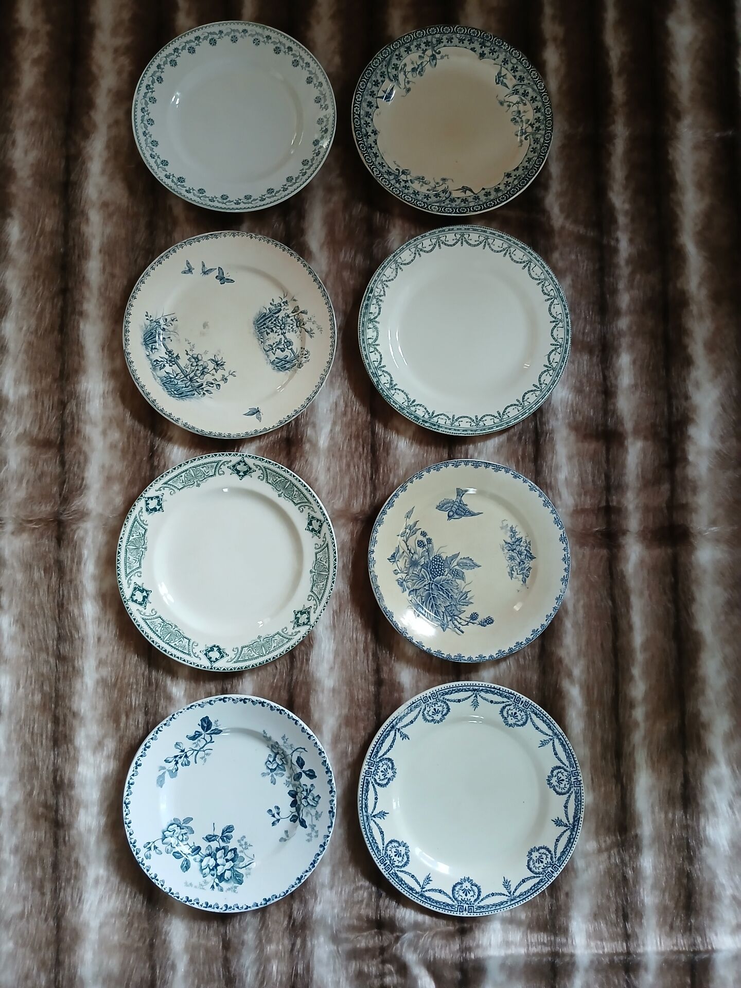 8 mismatched ironstone dinner plates