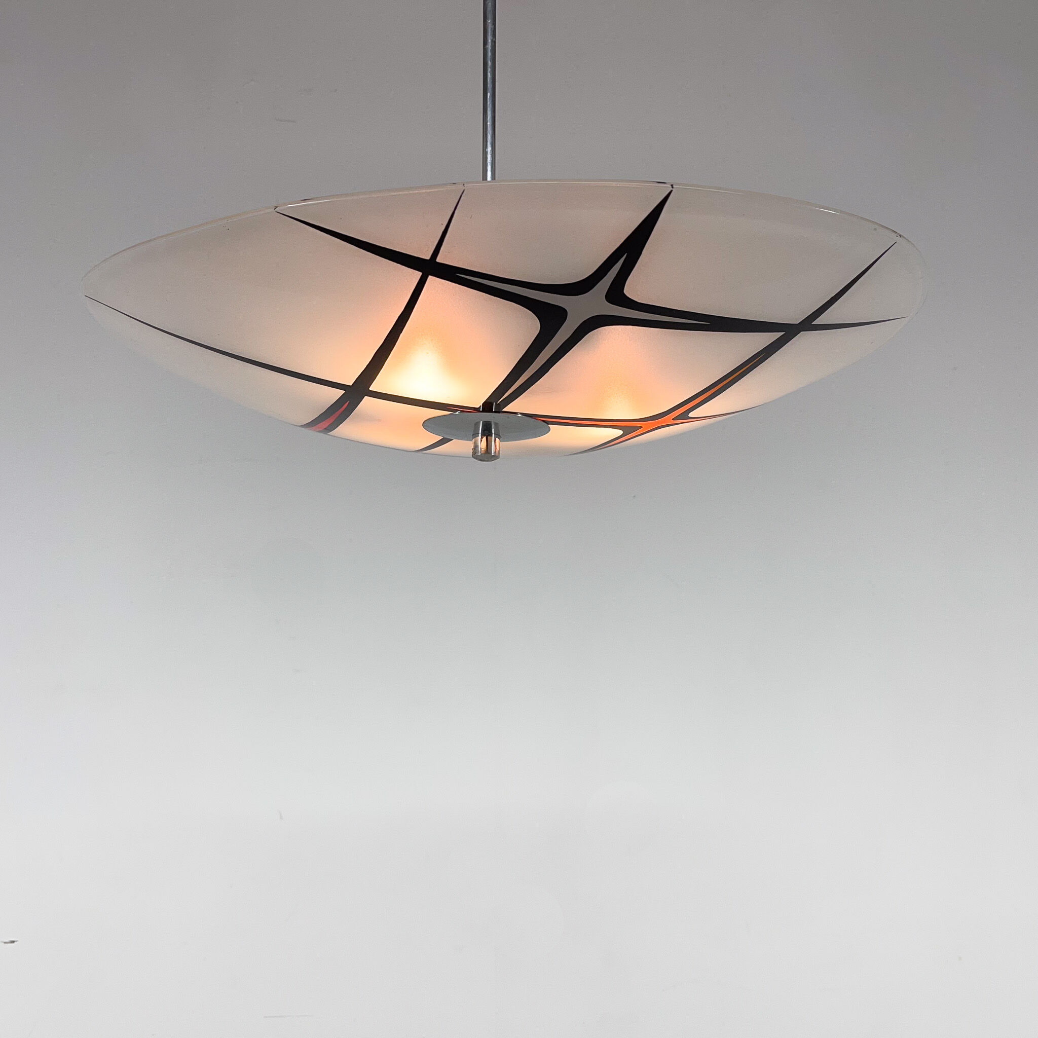 Mid Century Glass Pendant by Napako, Czechoslovakia, 1960's, Marked