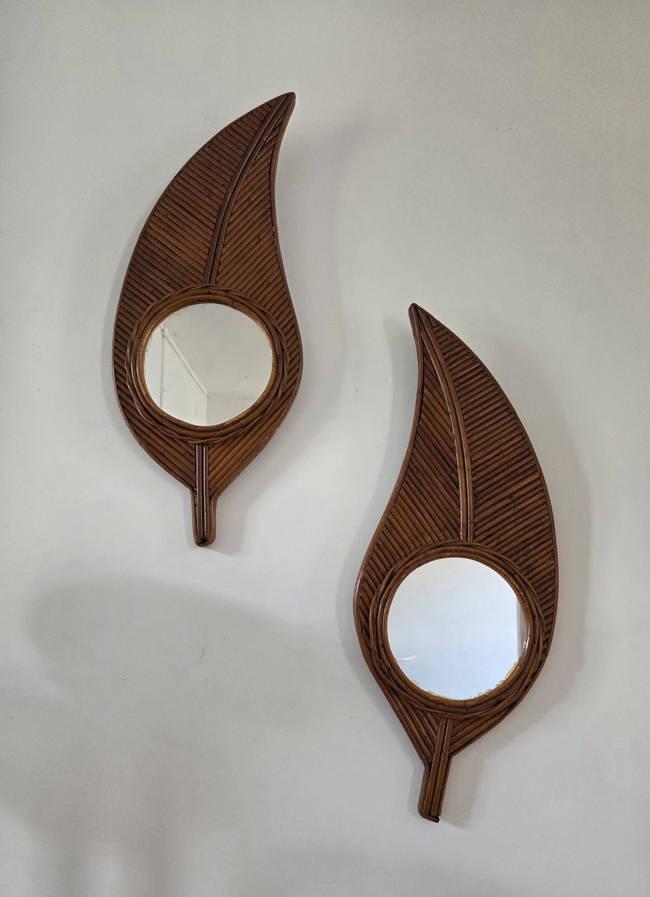 Pair of bamboo mirrors Vivai Del Sud
