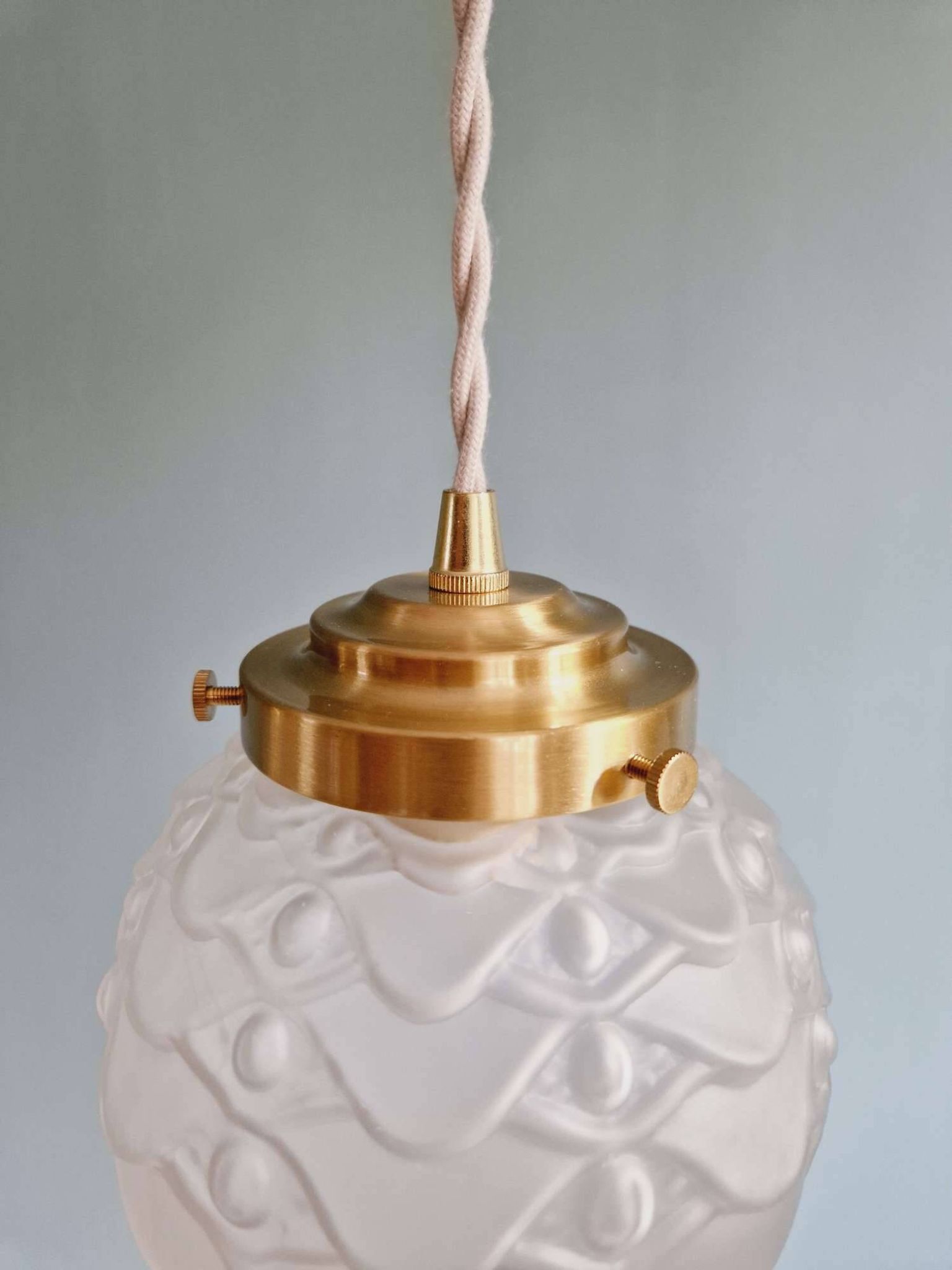 Art Deco satin glass pendant (2 available), 1920s-30s