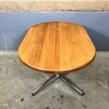 Table à manger ovale bureau chêne chromé