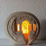 Vintage lamp in Chauvigny stone, signed Arsène Galisson