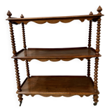 Napoleon III console table with three shelves in mahogany and veneer, 19th century