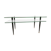 Table basse verre laiton vintage 60