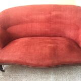 Antique toad sofa in brick velvet