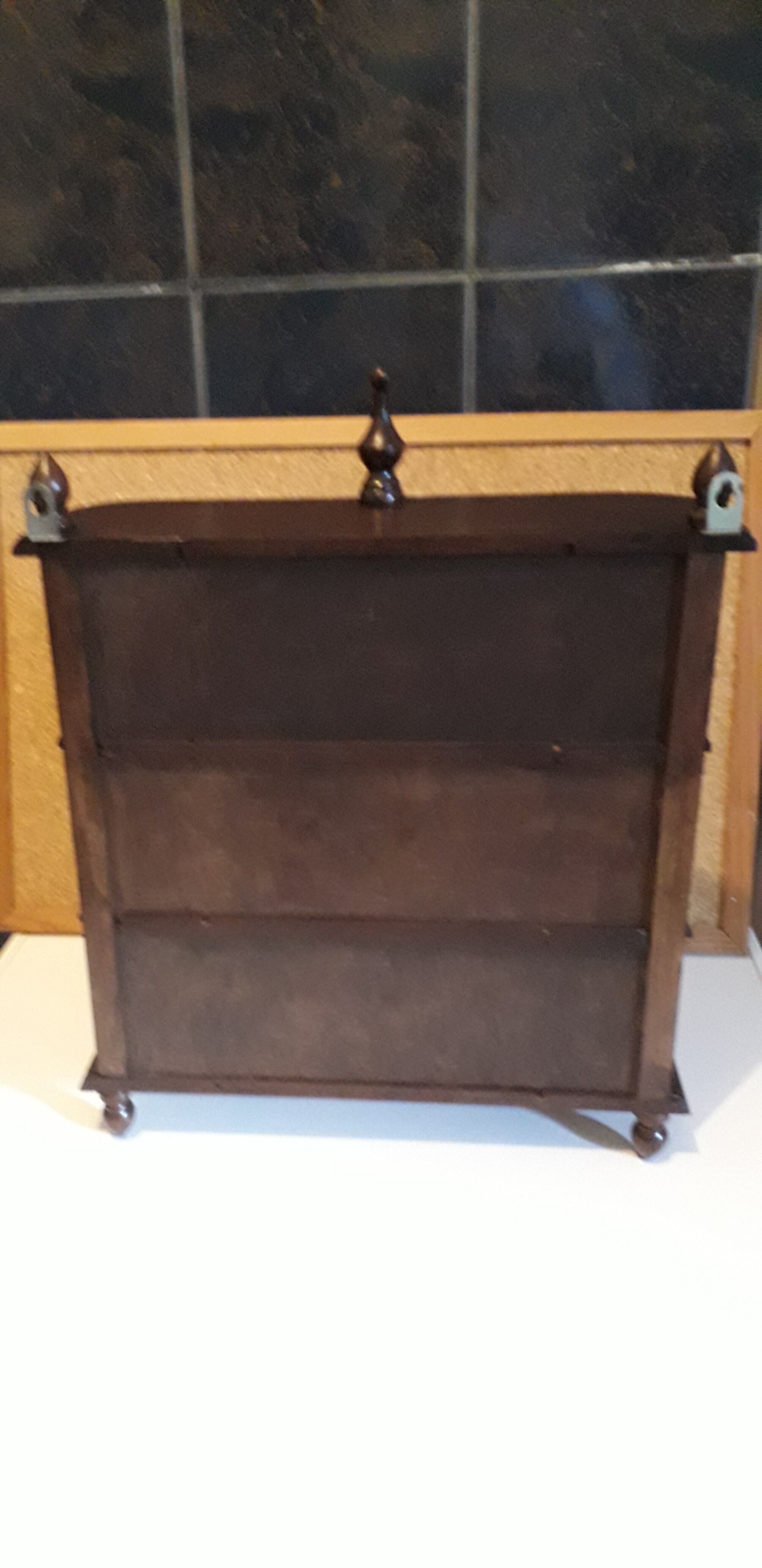 Vintage wooden showcase with 3 shelves, wenge color.