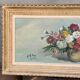 Large vintage painting of a bouquet of flowers signed EA Foix