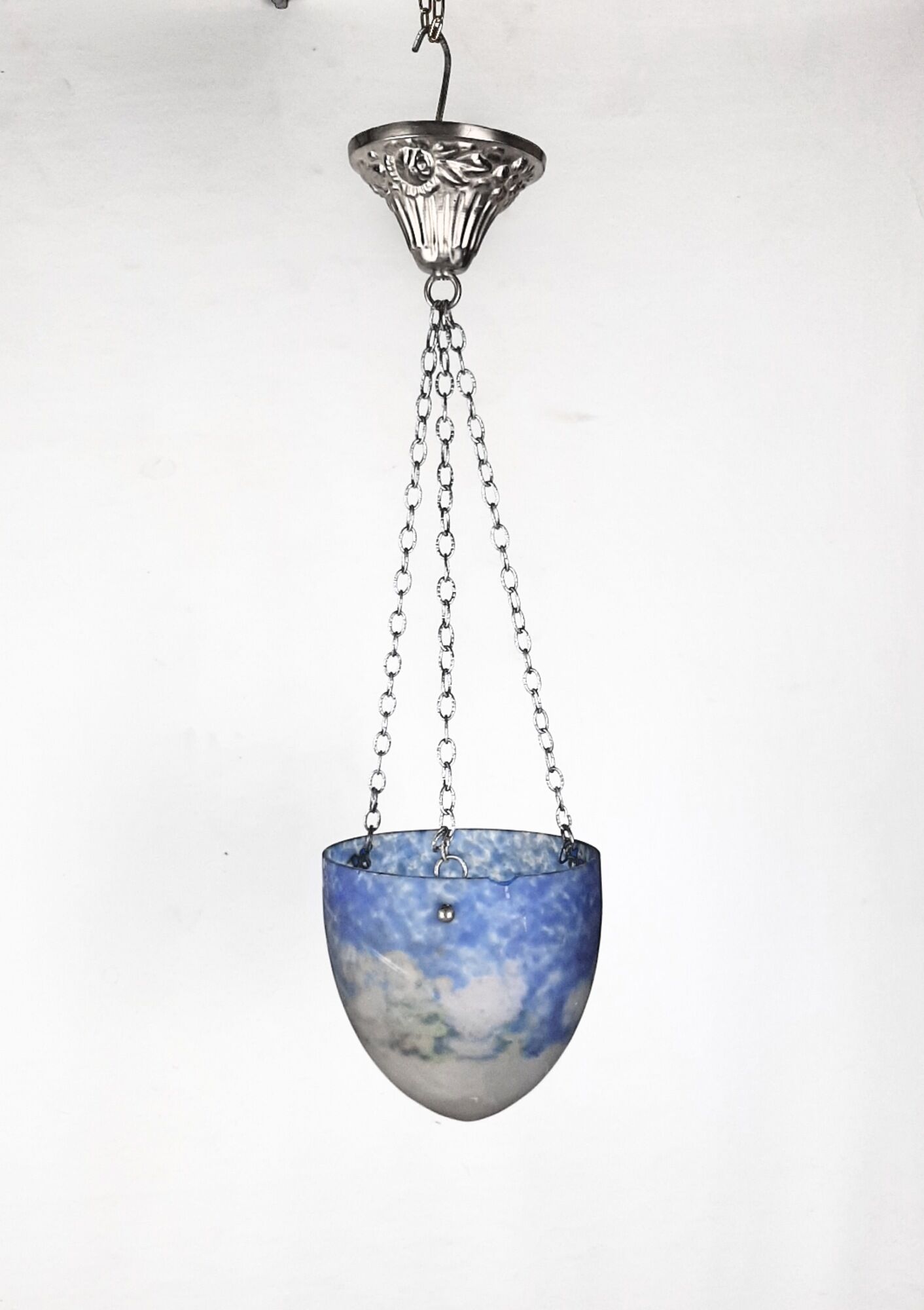 Art nouveau period pendant lamp signed noverdy france
