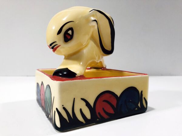Cendrier Lapin • Vide Poche • Faïence • Art Déco • Ditmar Urbach • 1930