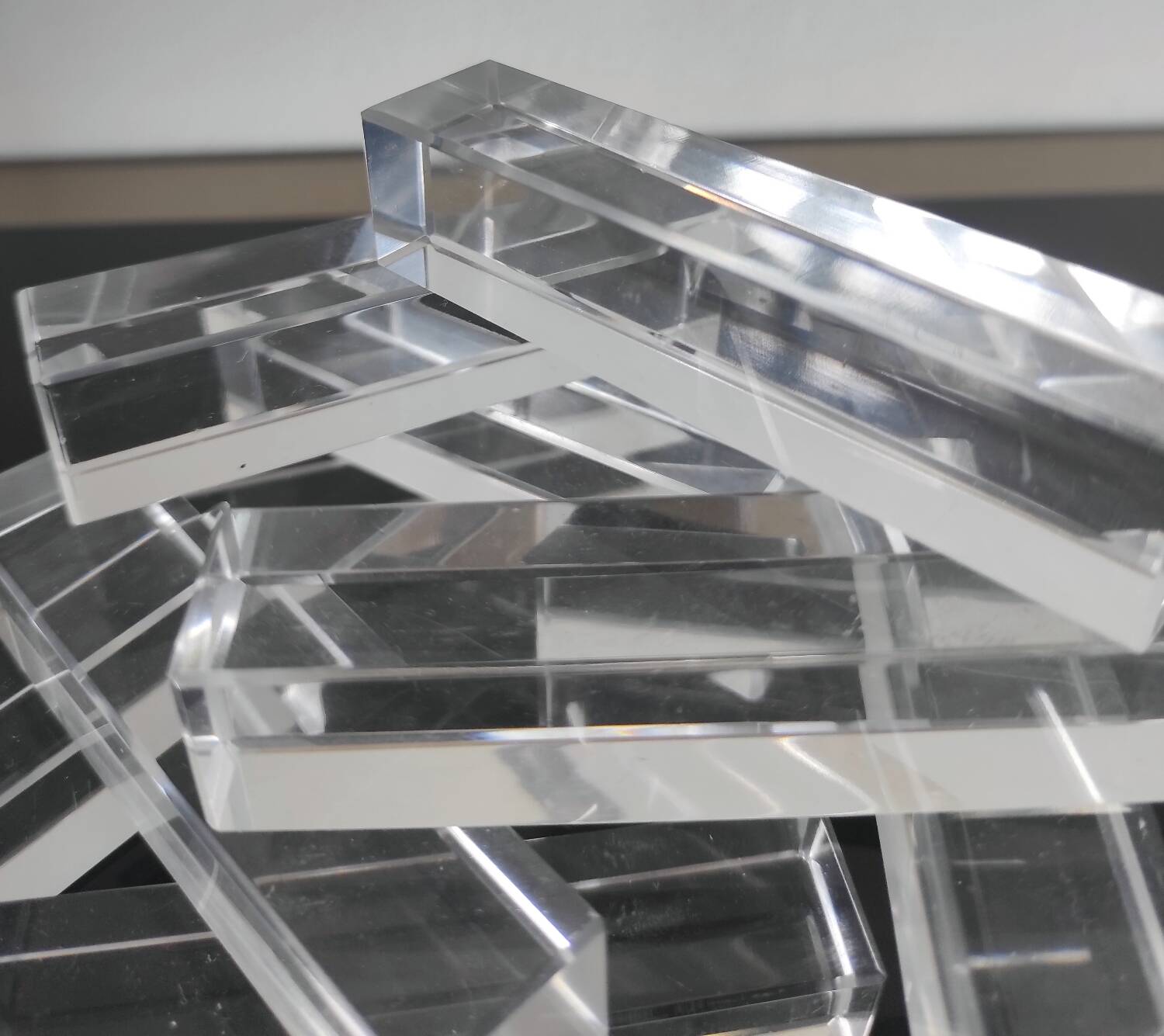 Set of 12 vintage crystal knife rests in Art Deco style
