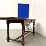 Grande table ancienne ovale en chêne massif – Circa 1900