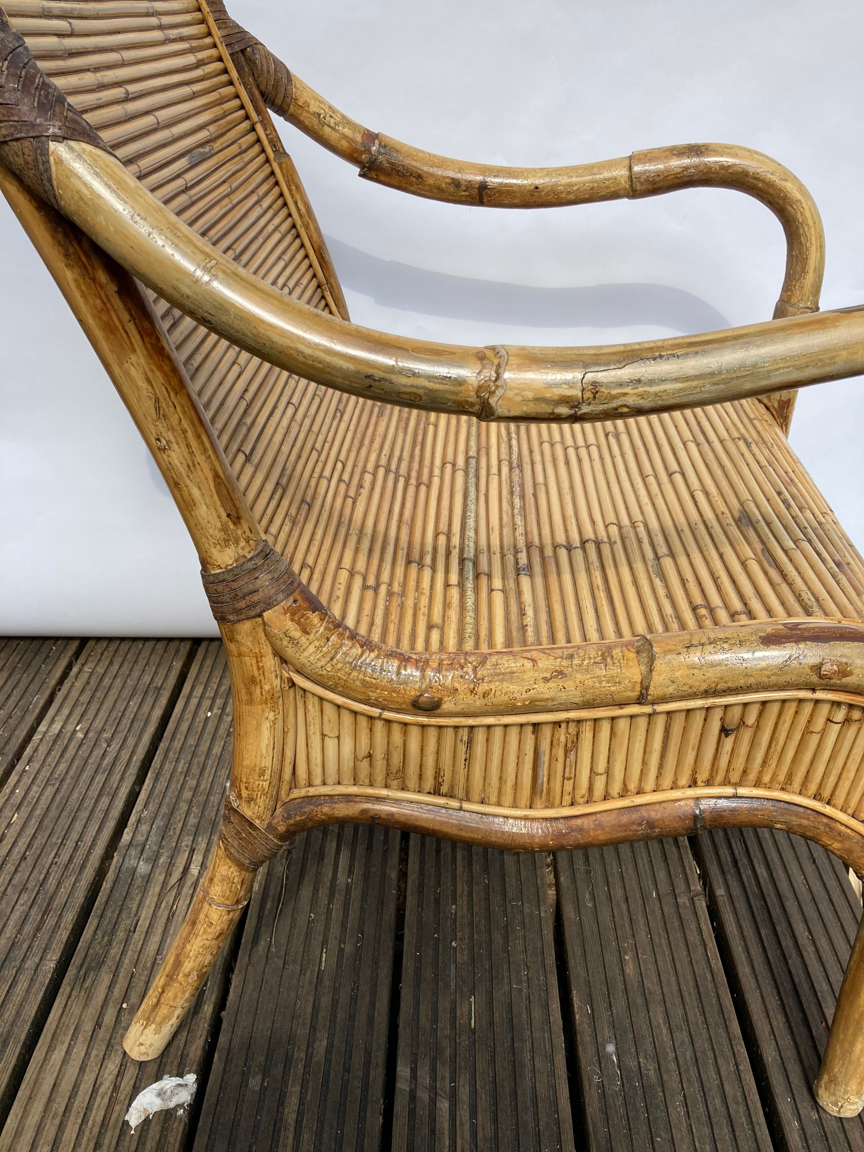 Pair of Vivai del Sud rattan wicker bamboo chairs
