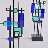 Pair of Mid-century Modern Iron and Glass Table Lamps by Svend Aage Holm Sørensen