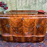 Art decó vintage Brocante burr walnut cocktail bar sideboard