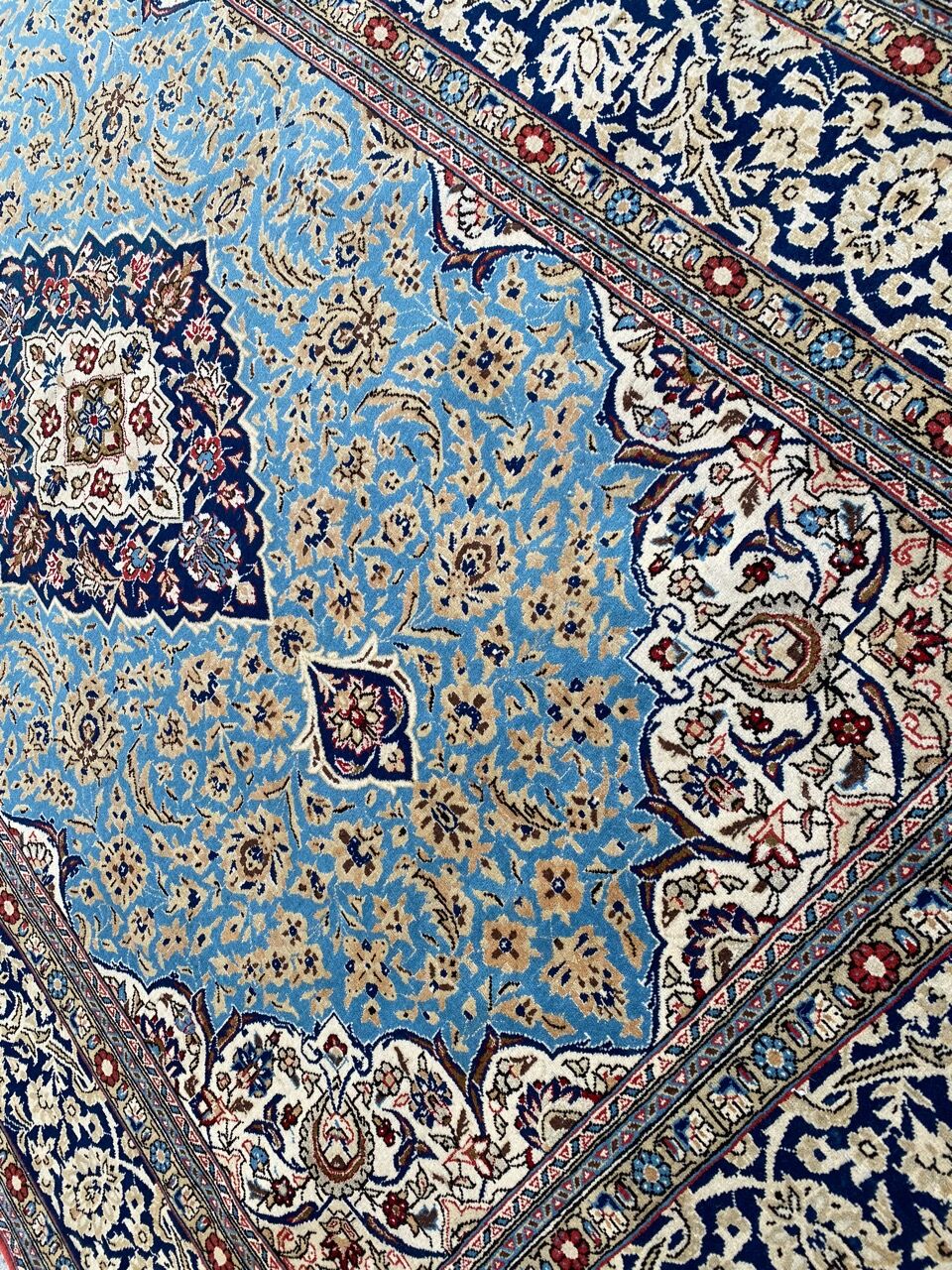 Ancient Persian carpet Ghoom wool and silk 142x222 cm