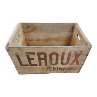 Wooden advertising transport box for Leroux chicory