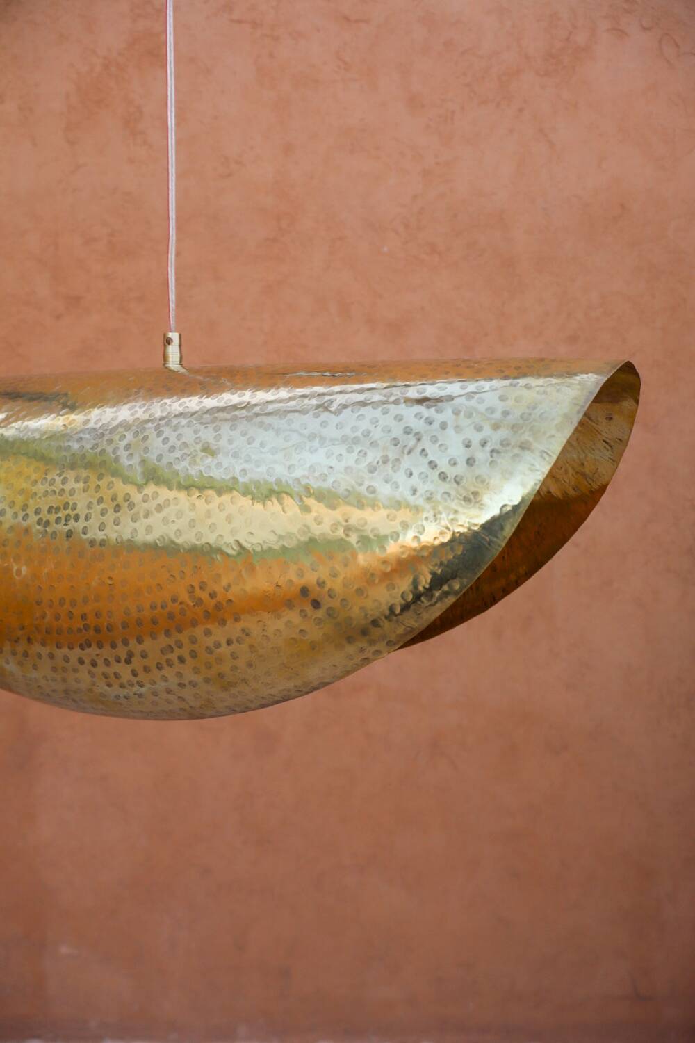 Handmade lotus-shaped brass pendant light