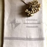 Antique sheet in pure linen tinted in mauve jacana
