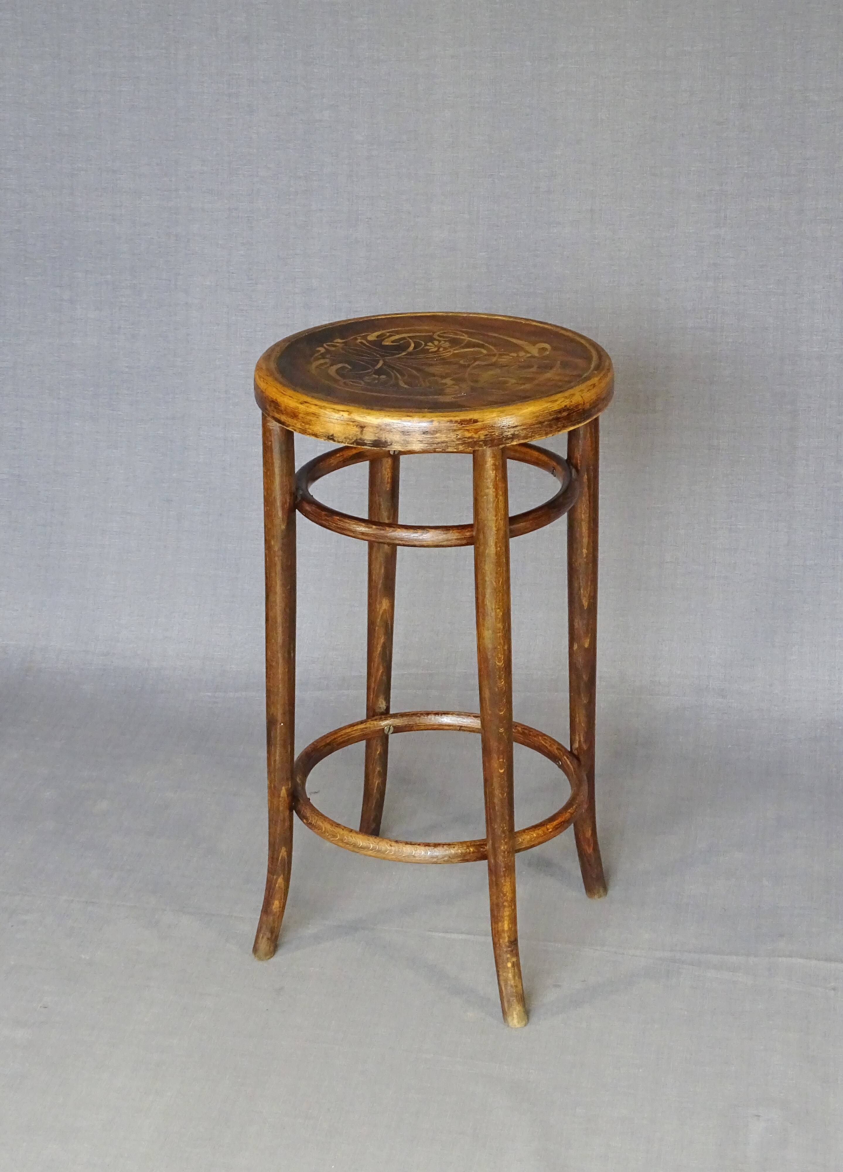 Fischel Stool No. 34 T from 1925, wooden seat - Bistro - not Thonet