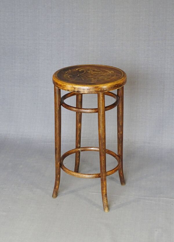 Tabouret Fischel N°34 T de 1925, assise bois - Bistrot - no Thonet