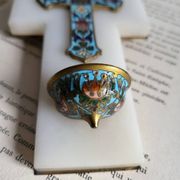 Croix Bénitier en Onyx et émail cloisonné