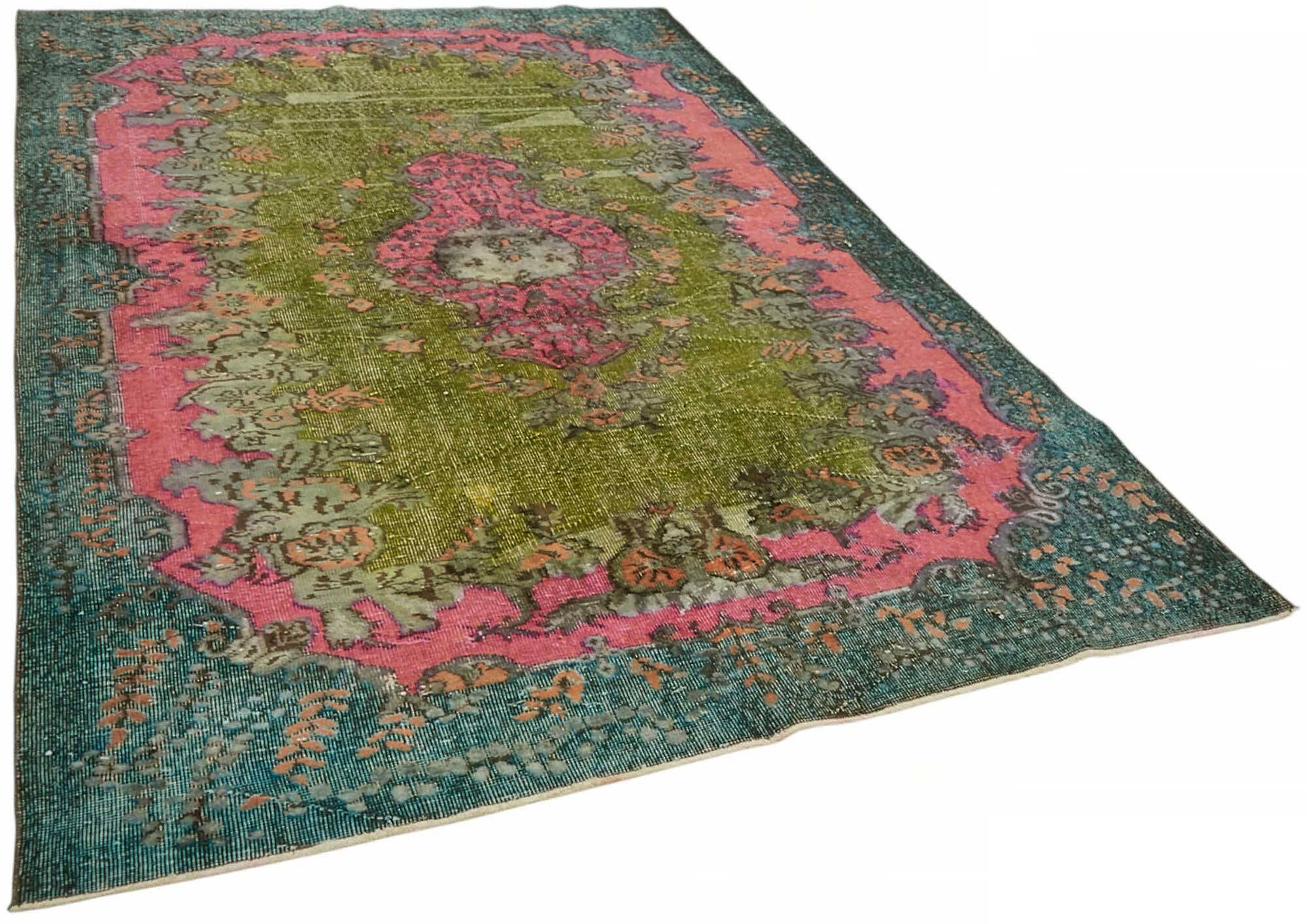 Overdyed Wool Vintage Handmade Carved Rug 169 cm x 288 cm