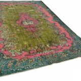 Overdyed Wool Vintage Handmade Carved Rug 169 cm x 288 cm