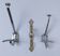 Three brass, chrome, aluminum hooks, early 20th century