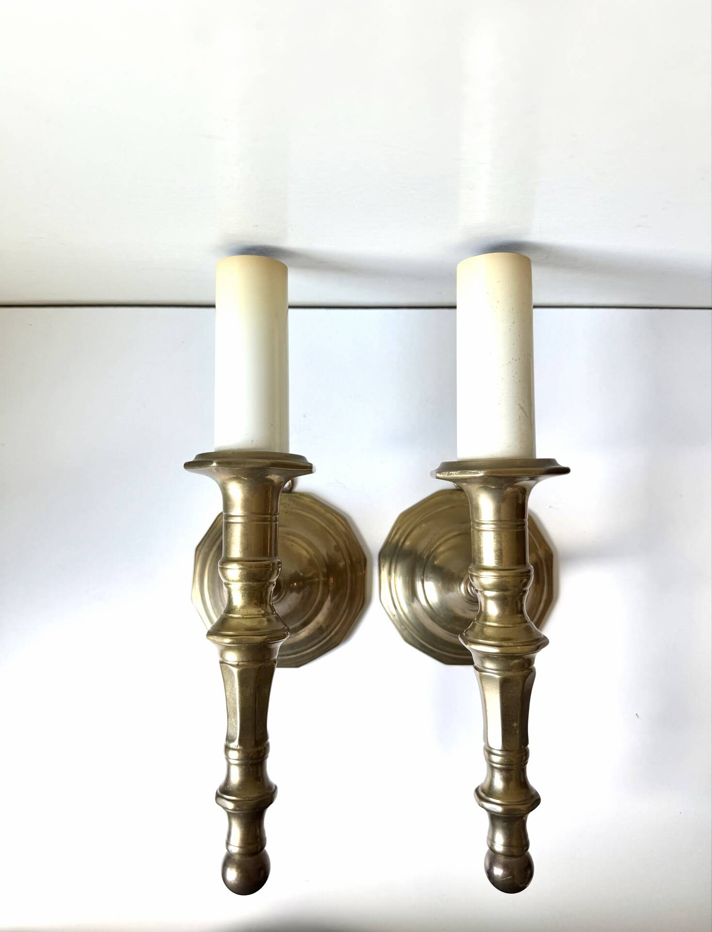Pair of Solid Brass Antique wall lamps Sconces