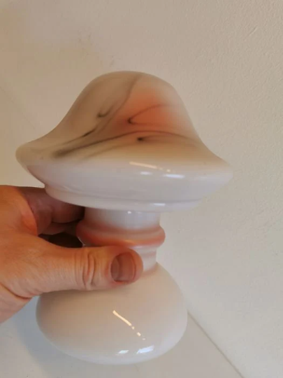 Table lamp in white opaline glass with coloured decorations