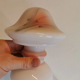 Table lamp in white opaline glass with coloured decorations