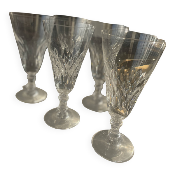 5 Verres flutes à champagne Baccarat modèle Armagnac