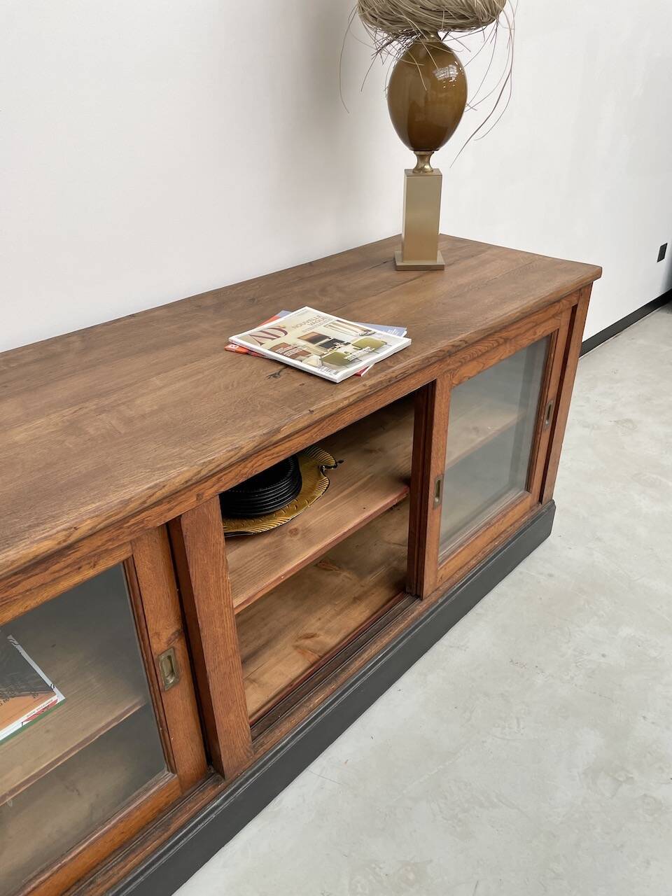 Enfilade de métier XXL chêne portes vitrées