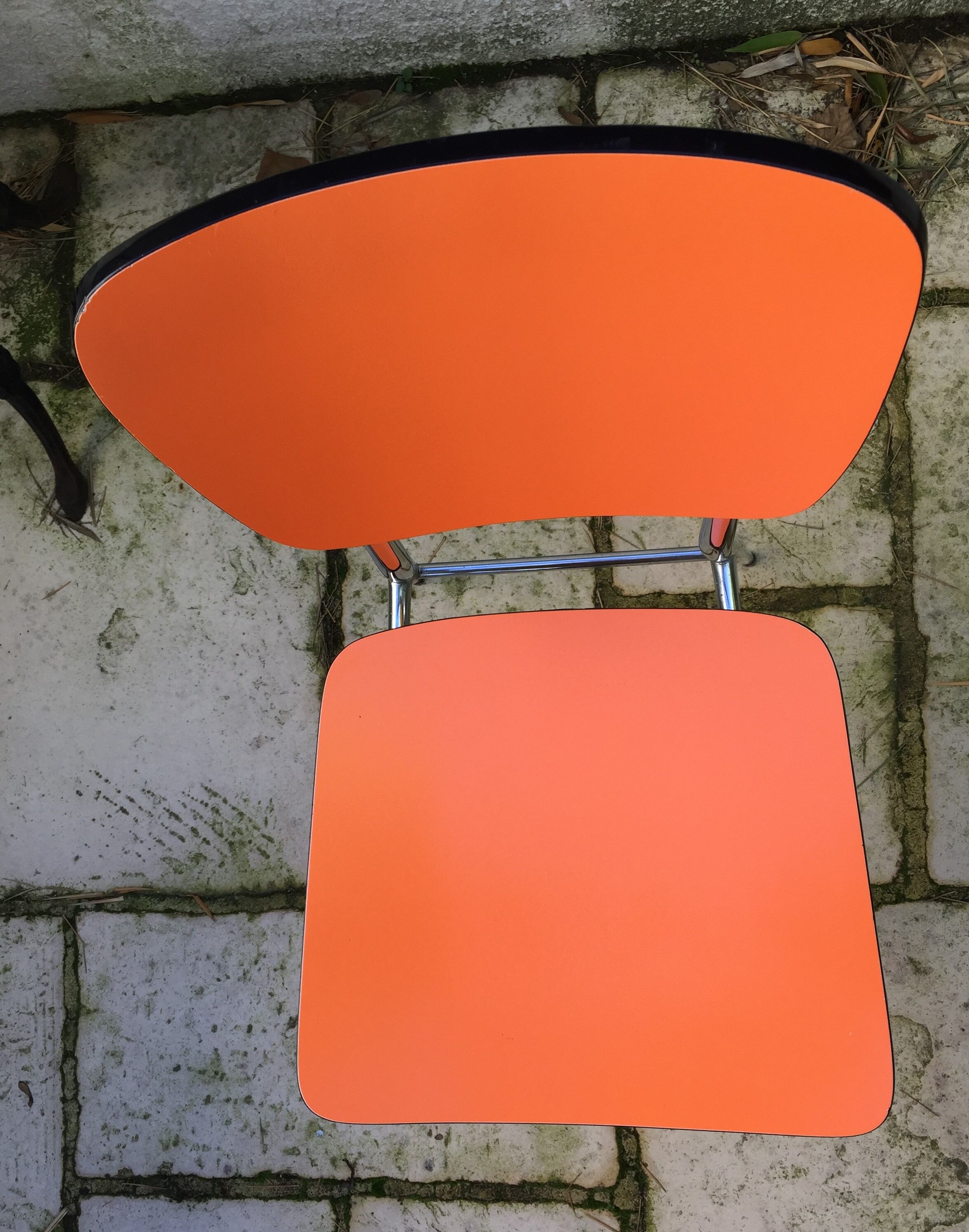 Set of 6 vintage orange formica chairs, 70s