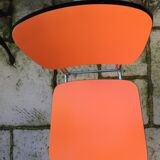 Set of 6 vintage orange formica chairs, 70s