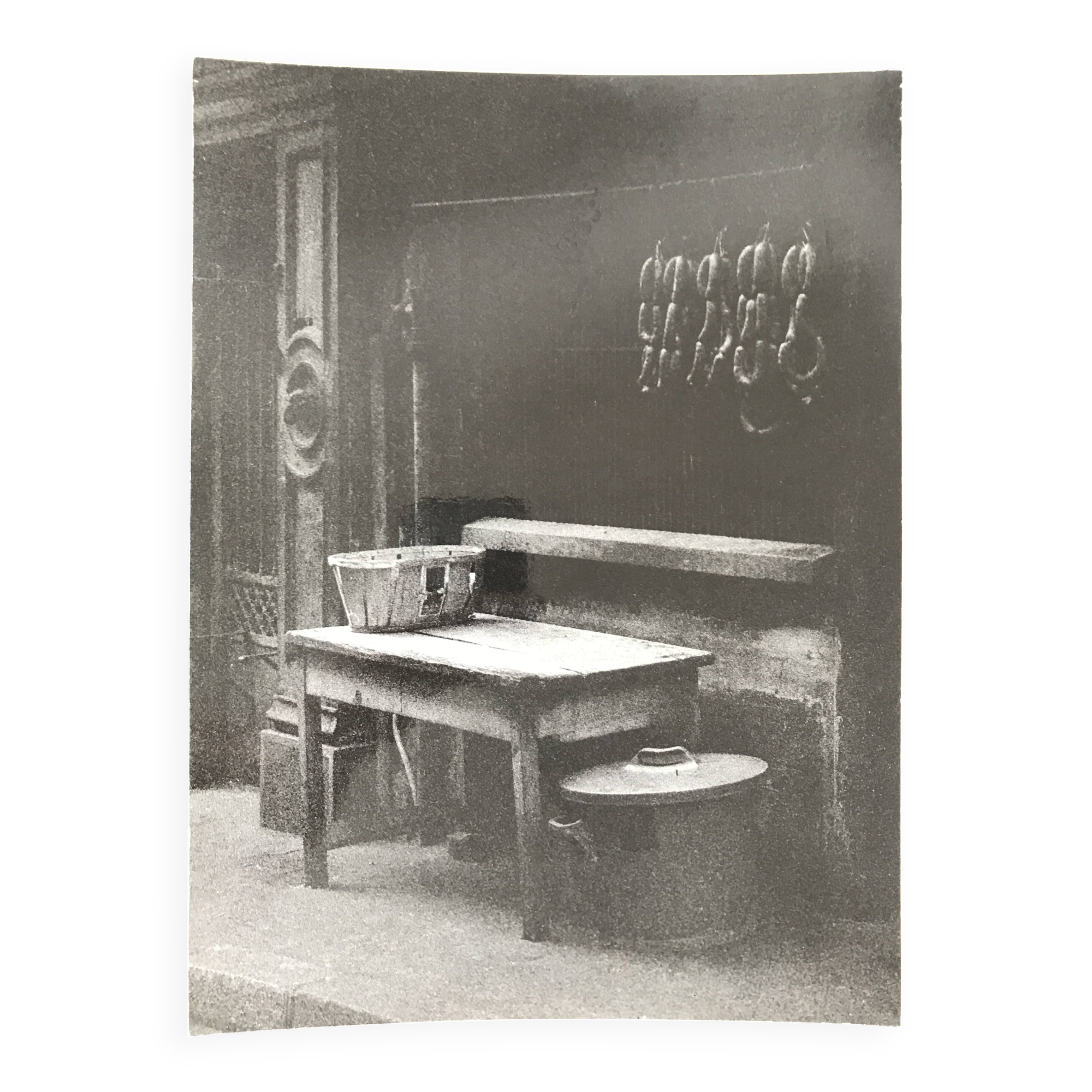 Butcher's display, 1970s/80s. Original black and white silver print on paper.