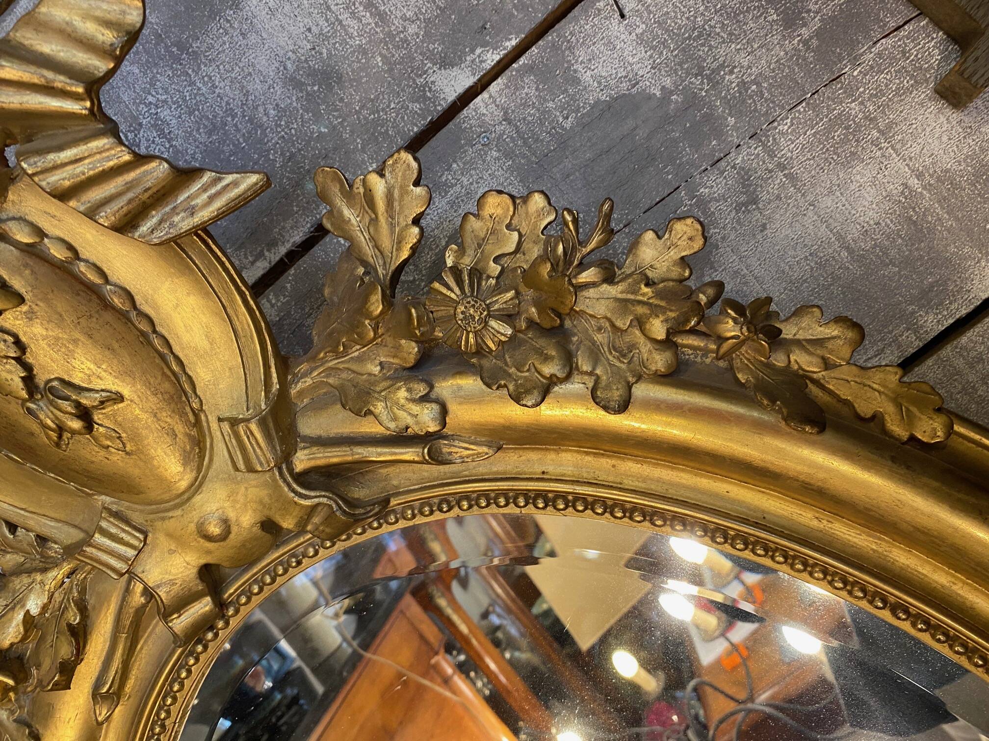 Louis xvi style mirror gilt wood with beveled glass leaf 19th c. period