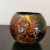 Vase boule en verre signé  Laque line