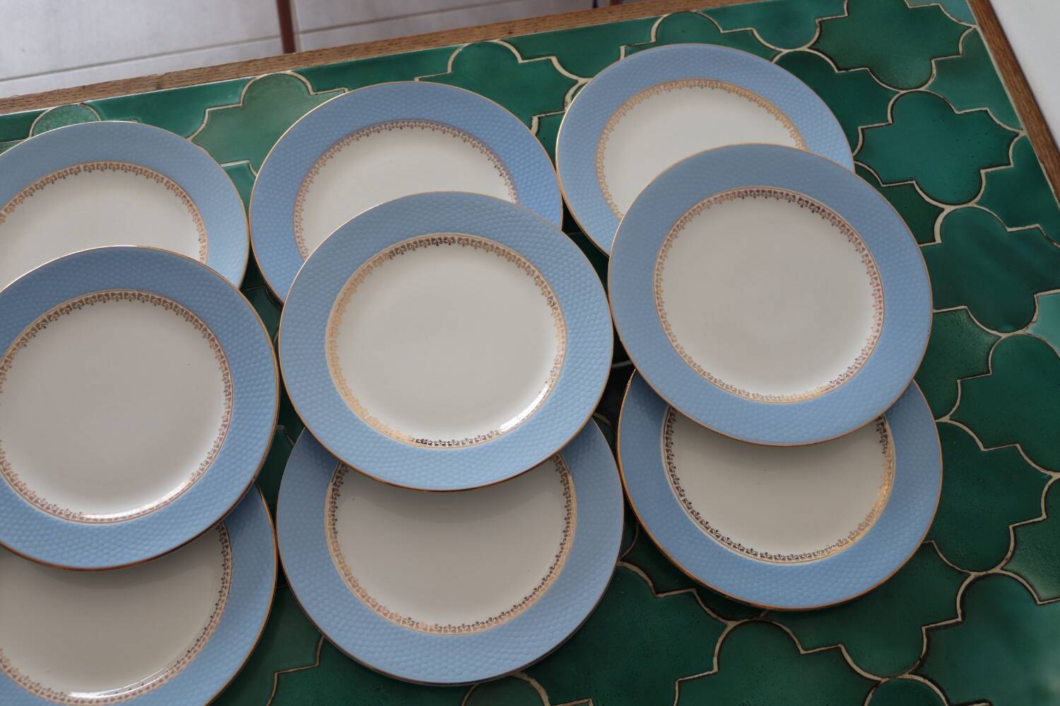 12 old Gilbert café flat plates