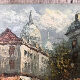 Ancien tableau caroline burnett vue paris sacré cœur huile sur toile