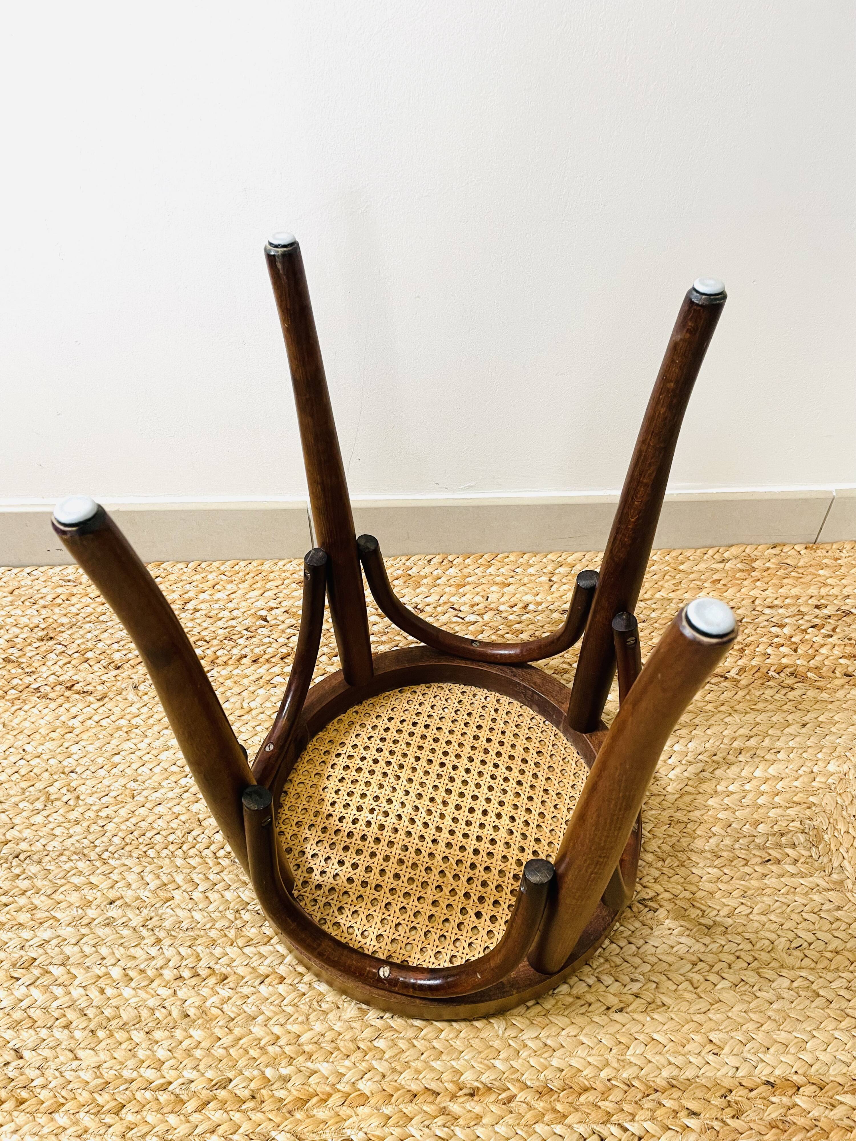 Cane stool in bent wood