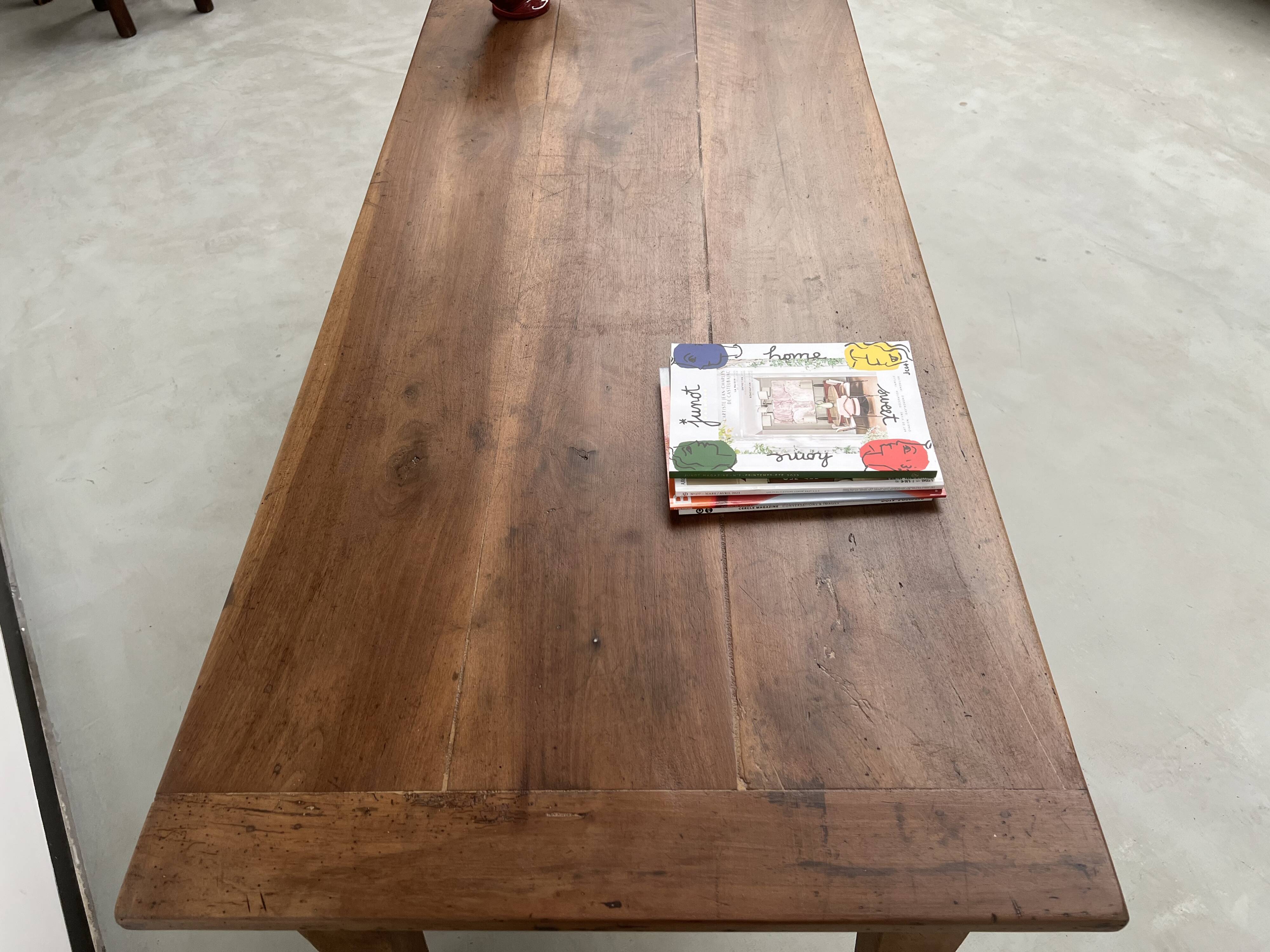 Solid walnut farmhouse table with spindle legs