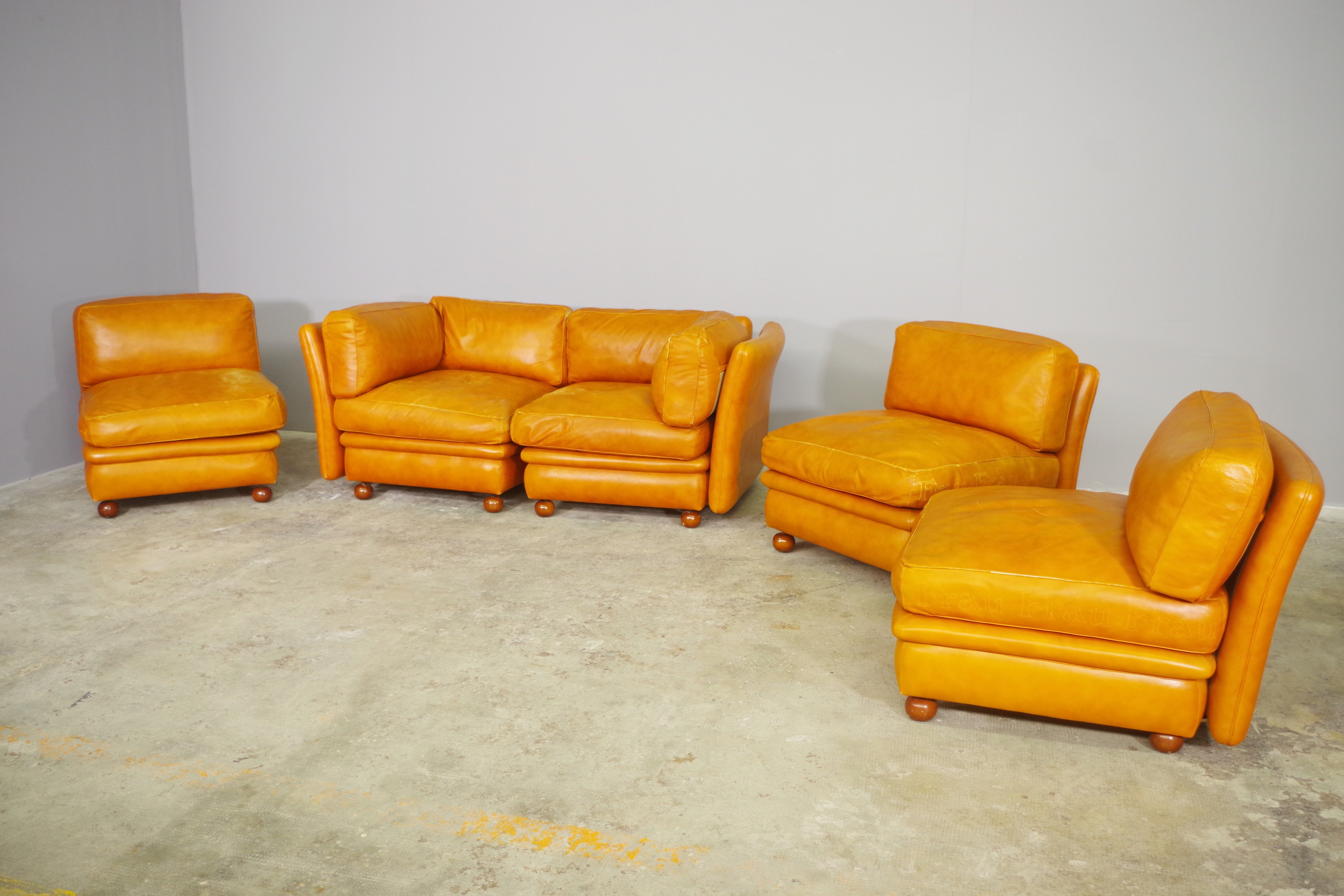 Frau sectional leather sofa from the 70s