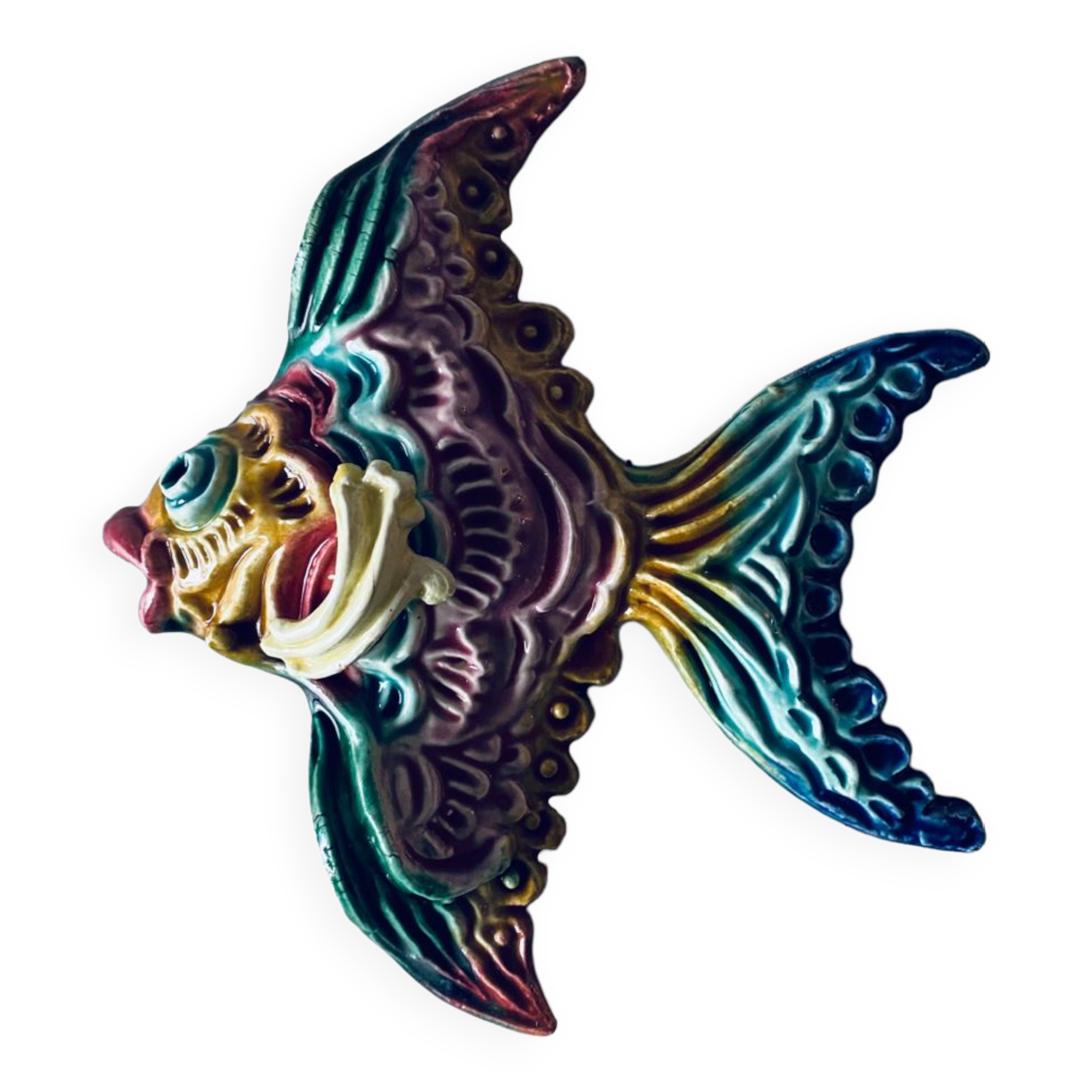 Décoration poisson mural en faïence