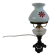 1960s Czechoslovakian milk glass oil lamp style table lamp with red windmill
