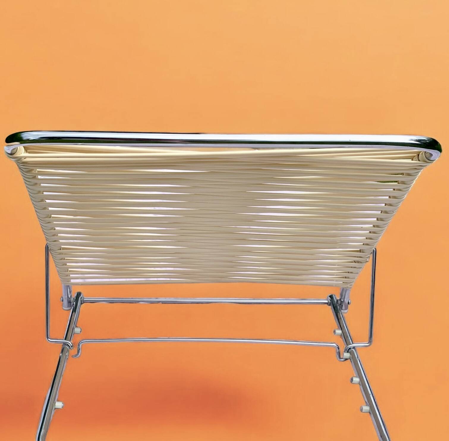 Torck - Vintage beach folder in chrome metal and white scoubidou