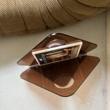 magazine holder in smoked plexiglass, design 1970