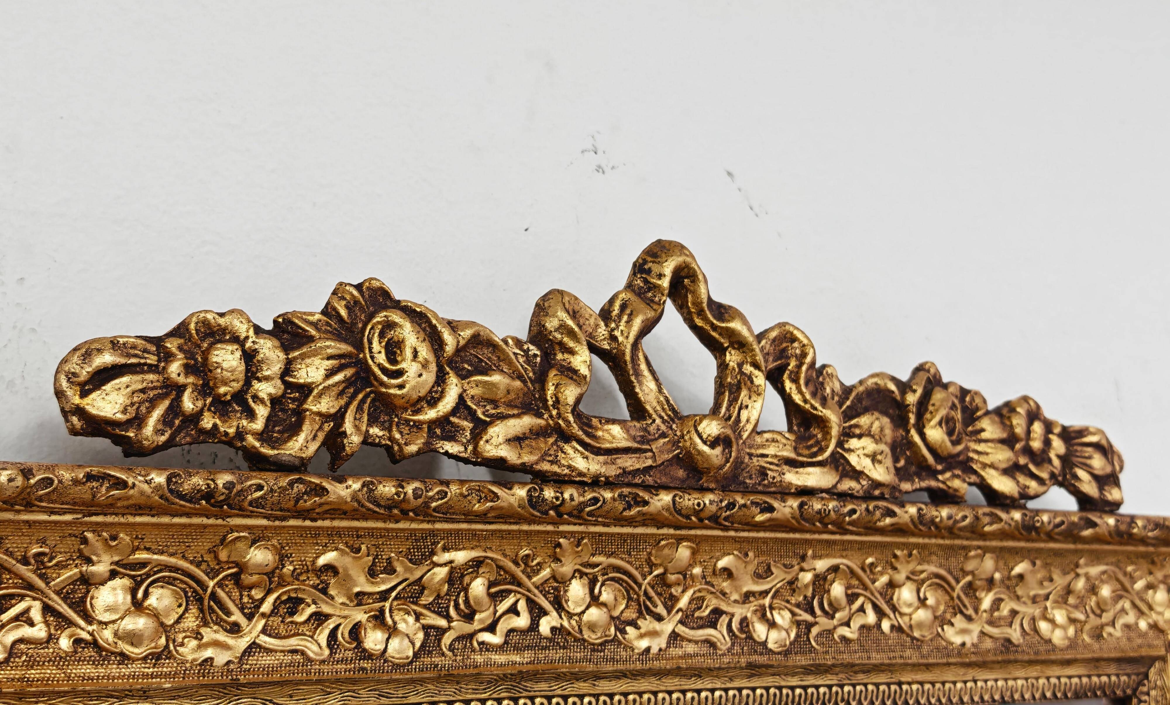 Miroir ancien en bois doré, style néoclassique, 19ème siècle