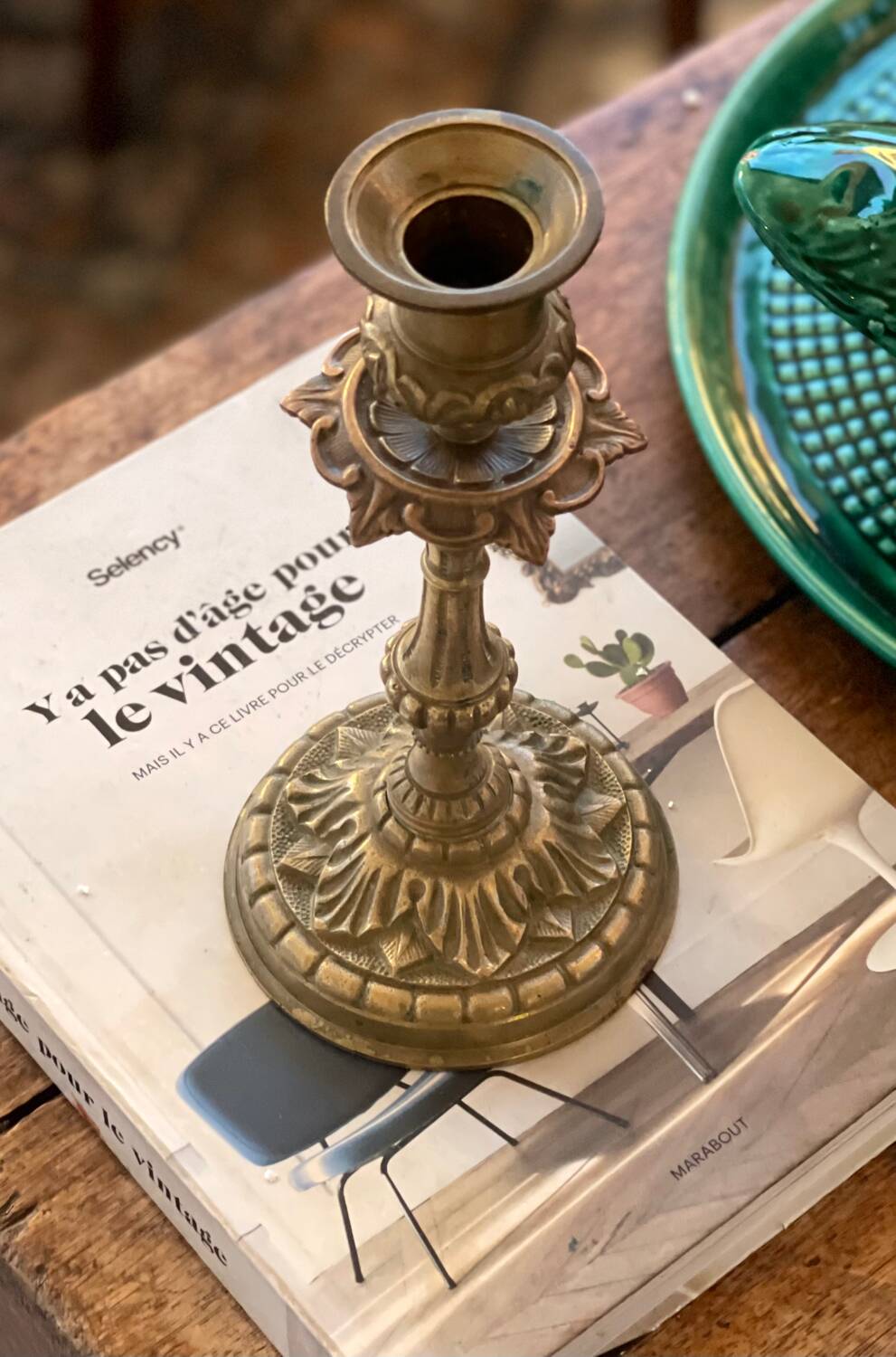 Old bronze candle holder